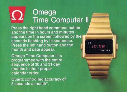 Omega Sales Leaflet Showing a Time Computer TC2 Watch